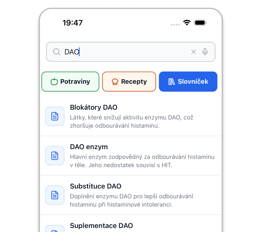 Glossary of terms in the Histamin.io app